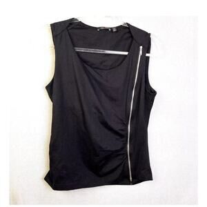 Carlisle Silk Top Women's Medium Black Zipper Front Biker Moto Indie Work Sexy